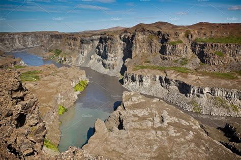 Coast Of Icelandic River Containing Iceland Landscape And River