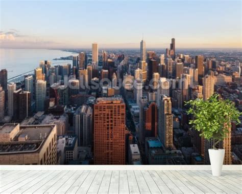 Chicago Skyline From Above Wall Mural Wallpaper Wallsauce Usa