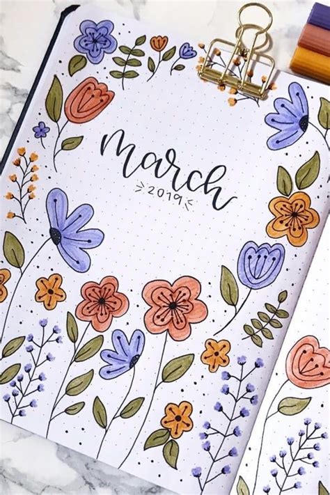 Pin On Bullet Journal Monthly Cover Spring