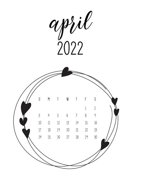 Cute April 2022 Calendar Printable