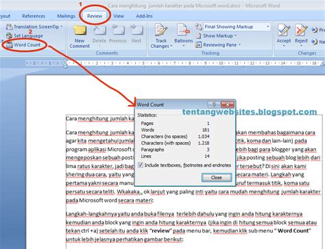 Cara Menghitung Jumlah Karakter Pada Microsoft Word Komputer Dan Blog