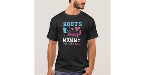 Womens Boots Or Bows Mommy Gender Reveal Pink O T Shirt