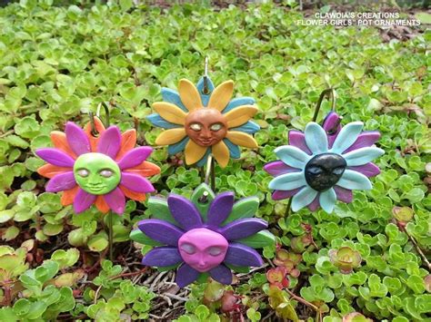 Floral Faces Polymer Clay Flower Pot Ornaments Clay Flower Pots