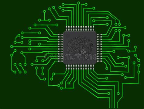 microchip brain stock vector illustration  computer