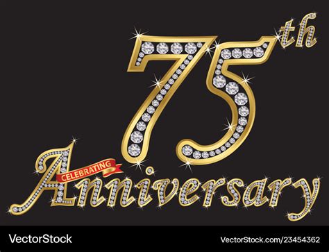 Celebrating 75th Anniversary Golden Sign Vector Image