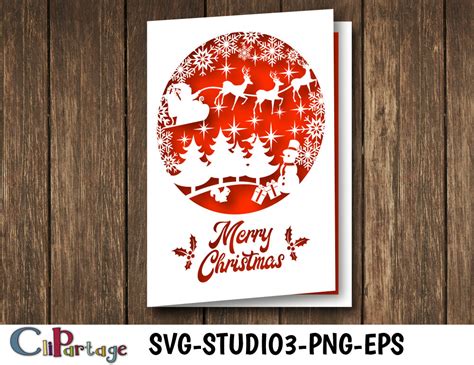 Christmas Card Svg Card Cutting File Christmas Template Svg Etsy