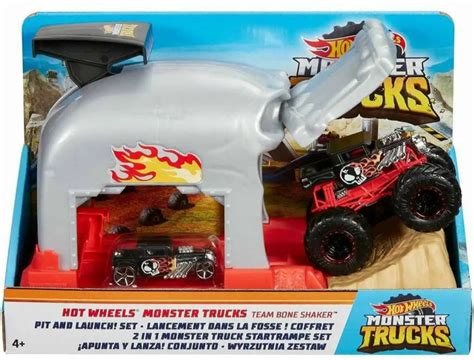 Hot Wheels Pista Monster Trucks Lan Ador Extremo Team Bone Shaker