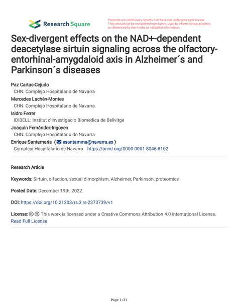 Pdf Sex Divergent Effects On The Nad Dependent Deacetylase Sirtuin Signaling Across The