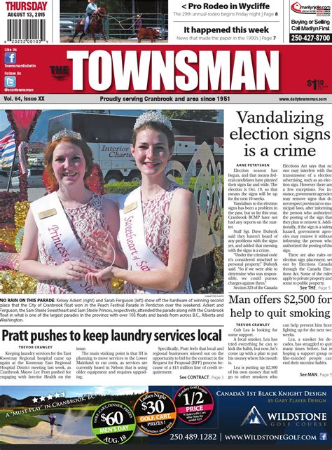 Cranbrook Daily Townsman August 13 2015 By Black Press Media Group
