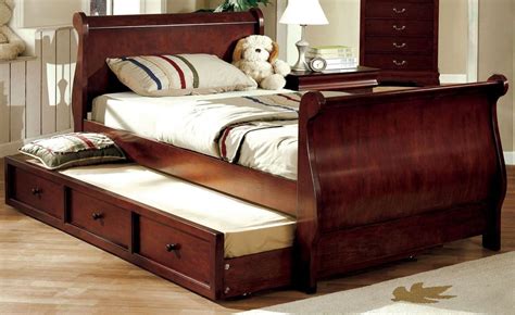 Louis Philippe Jr Dark Cherry Twin Trundle Sleigh Bed From Furniture