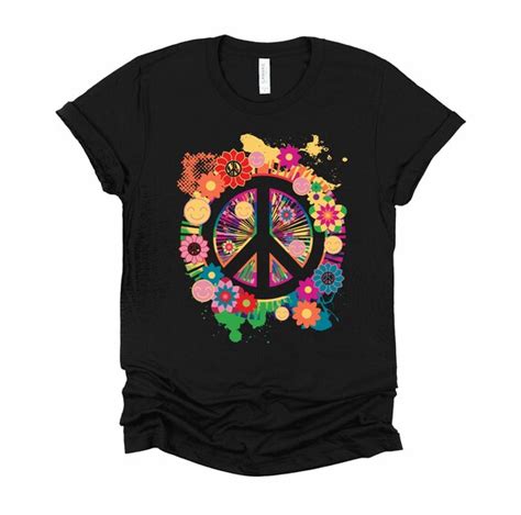 Peace Sign Tshirt Floral Peace Sign Shirt T For Hippie Etsy