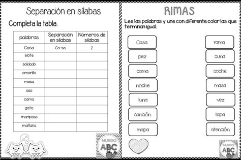 Estupendo Material Para Trabajar La Separación De Sílabas Y Rimas