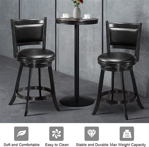 Buy Costway Bar Stools Set Of 2 360 Degree Swivel Accent Wooden