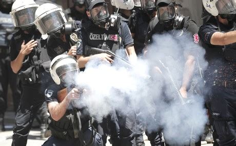 Turkish Riot Policeman Fires Tear Gas Editorial Stock Photo Stock