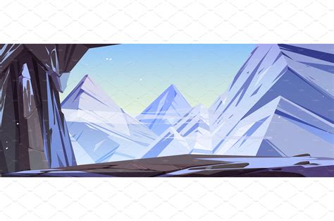Ice Cave In Mountains Cartoon Vector Graphics Creative Market