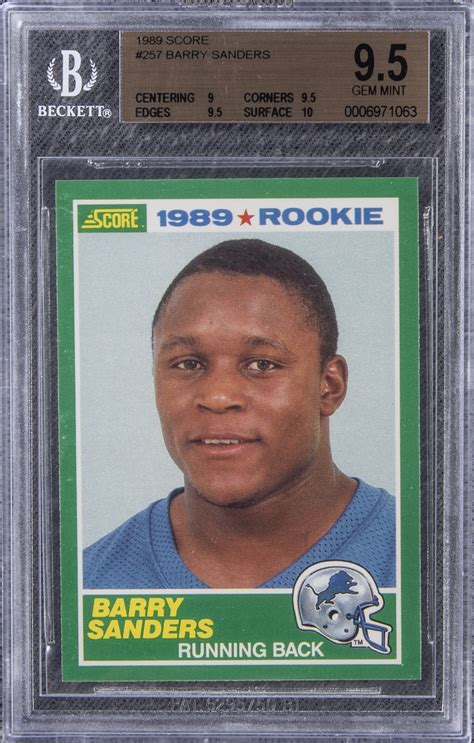 Barry sanders football slabbed autographed rookie cards. Lot Detail - 1989 Score #257 Barry Sanders Rookie Card - BGS GEM MINT 9.5