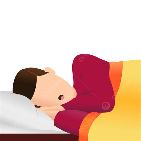 رجل نائم على الفراش باستخدام وسادة وبطانية رجل النوم السرير Png