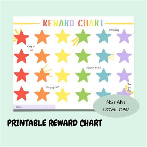 Rainbow Star Reward Chart Behavior Chart For Kids Toddler Chore Chart