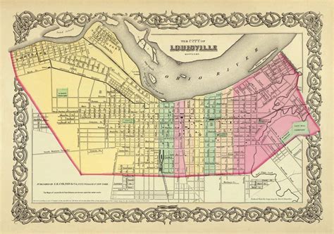 Antique Louisville City Map Louisville Map Archival Print On Paper Or