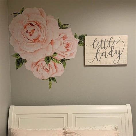Floral Wallpaper Decals Blush Pink Roses Wall Decals Set Of Etsy