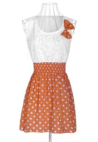 Sweet Bowknot Polka Dots Lace Tank Top Bodycon Dress Grzxy6601554 On