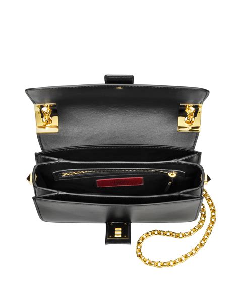 Valentino My Rockstud Black Leather Chain Shoulder Bag In Metallic Lyst