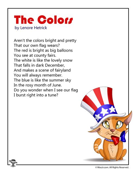 The Colors Red White And Blue Patriotic Poetry Woo Jr Kids Activities