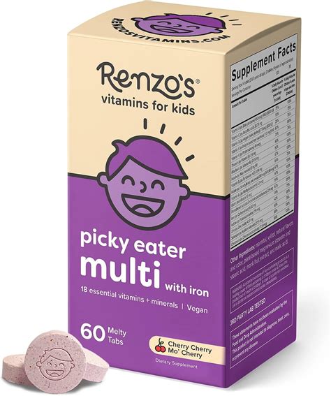 Renzos Picky Eater Kids Multivitamin With Iron For Immune Support 60
