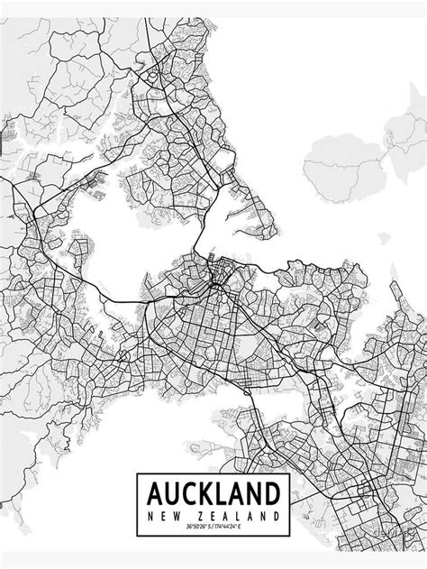 Auckland City Map Of New Zealand Light Poster By Demap