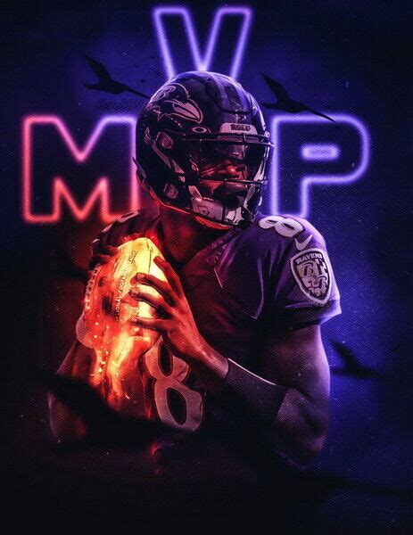 021 Lamar Jackson 2019 Mvp Baltimore Ravens 8 Nfl 24x31 Poster Ebay