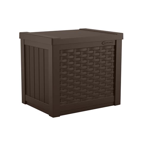 Suncast 22 Gallon Outdoor Resin Wicker Deck Storage Box Java Brown