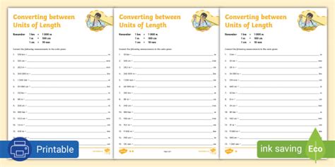 Length Conversion Converting Units Of Length Worksheet