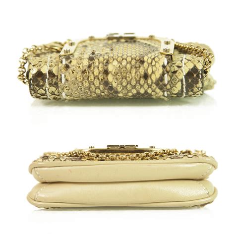 Dolce And Gabbana Super Mini Python And Beige Leather Handbag Pochette