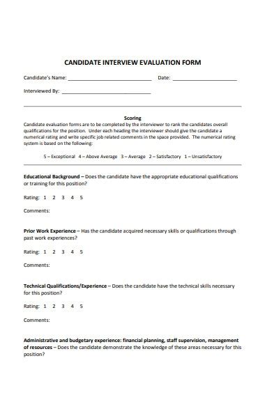 FREE 25 Interview Evaluation Forms In PDF MS Word
