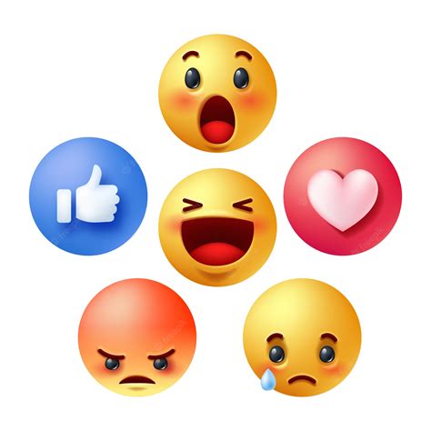 Conjunto De Emoticonos De Reacción En Las Redes Sociales Vector Premium