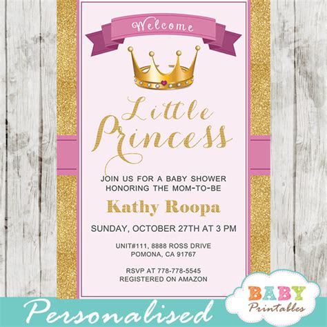 Royal Princess Baby Shower Invitations Baby Shower Invitations