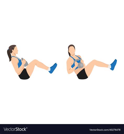 woman doing kettlebell russian twist exercise vector image