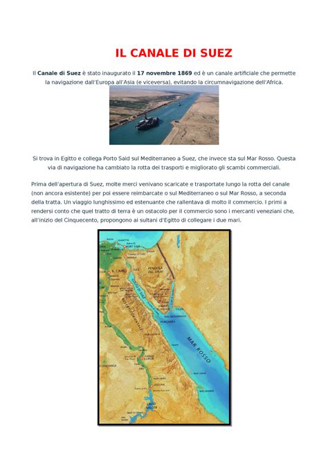 Il Canale Di Suez Breve Sintesi Storica Il Canale Di Suez Il Canale Di Suez è Stato