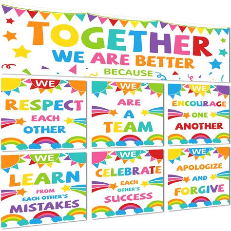 Buy 7 Pack Motivational Classroom Decorations, Class Banner for