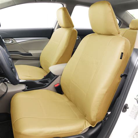 beige pu leather car seat covers full set for auto ebay