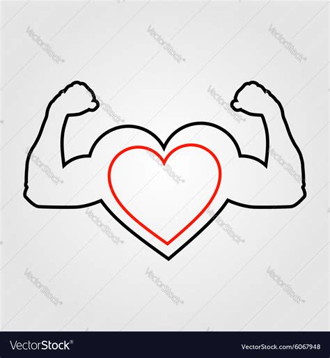 A Heart With Flexing Muscles Healthy Heart Vector Image