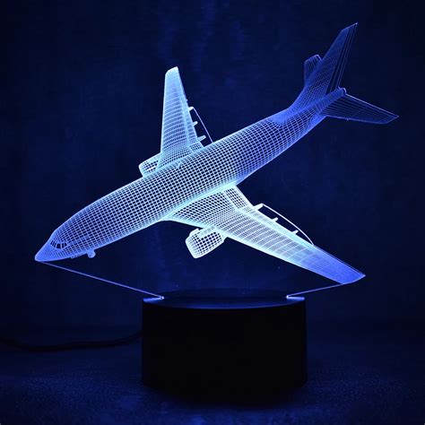 Aircraft Novelty 3d Illusion Lamp Visual Colorful Light Fixture Usb