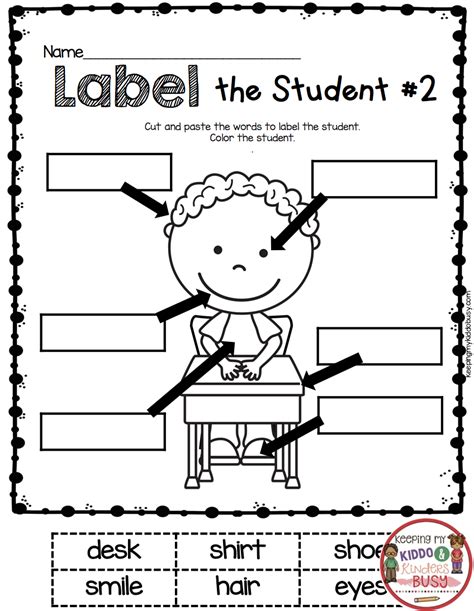 Labeling Worksheet For Kindergarten Printable Kindergarten Worksheets
