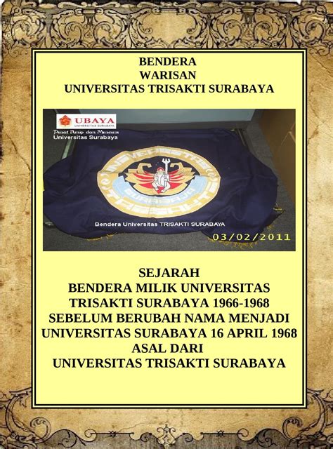 Ubaya Heritage Bendera Universitas Trisakti Surabaya Pusat Arsip