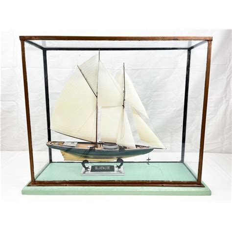 Bluenose Model Ship In Glass Display Case