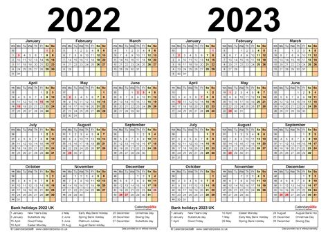 Calendario 2022 Y 2023 Excel