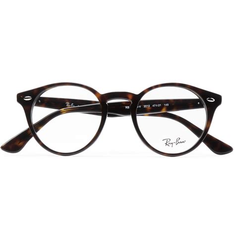 Ray Ban Leather Round Frame Tortoiseshell Acetate Optical Glasses For Men Lyst