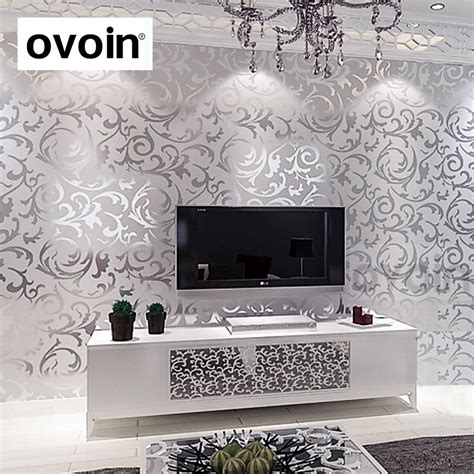 leaves pattern luxury grey textured wallpaper modern gray vinyl wall