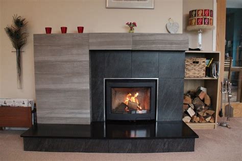 Contura I5 Wood Stove With Honed Slate Hearth And Porcelain Tiled