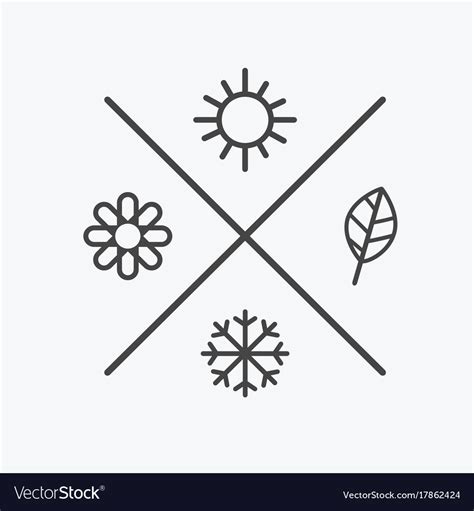 Set Four Seasons Icons Seasons Winter Royalty Free Vector